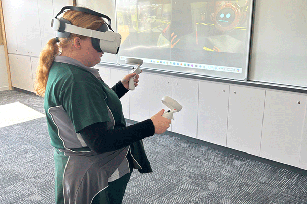 Caboolture State High School student using VR technology