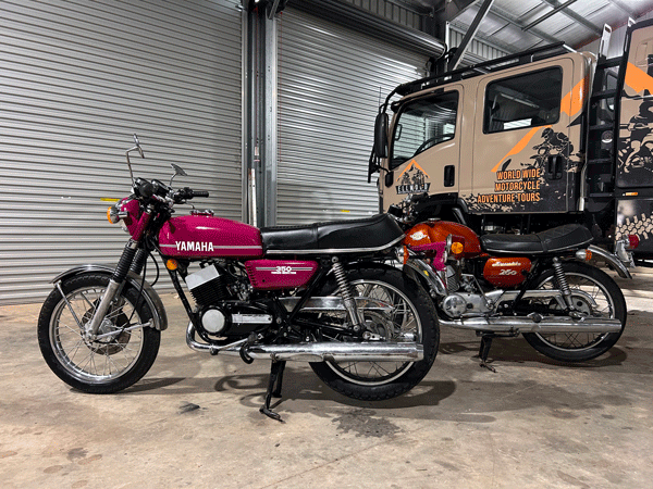 Ellyse's motorcycles inside the garage